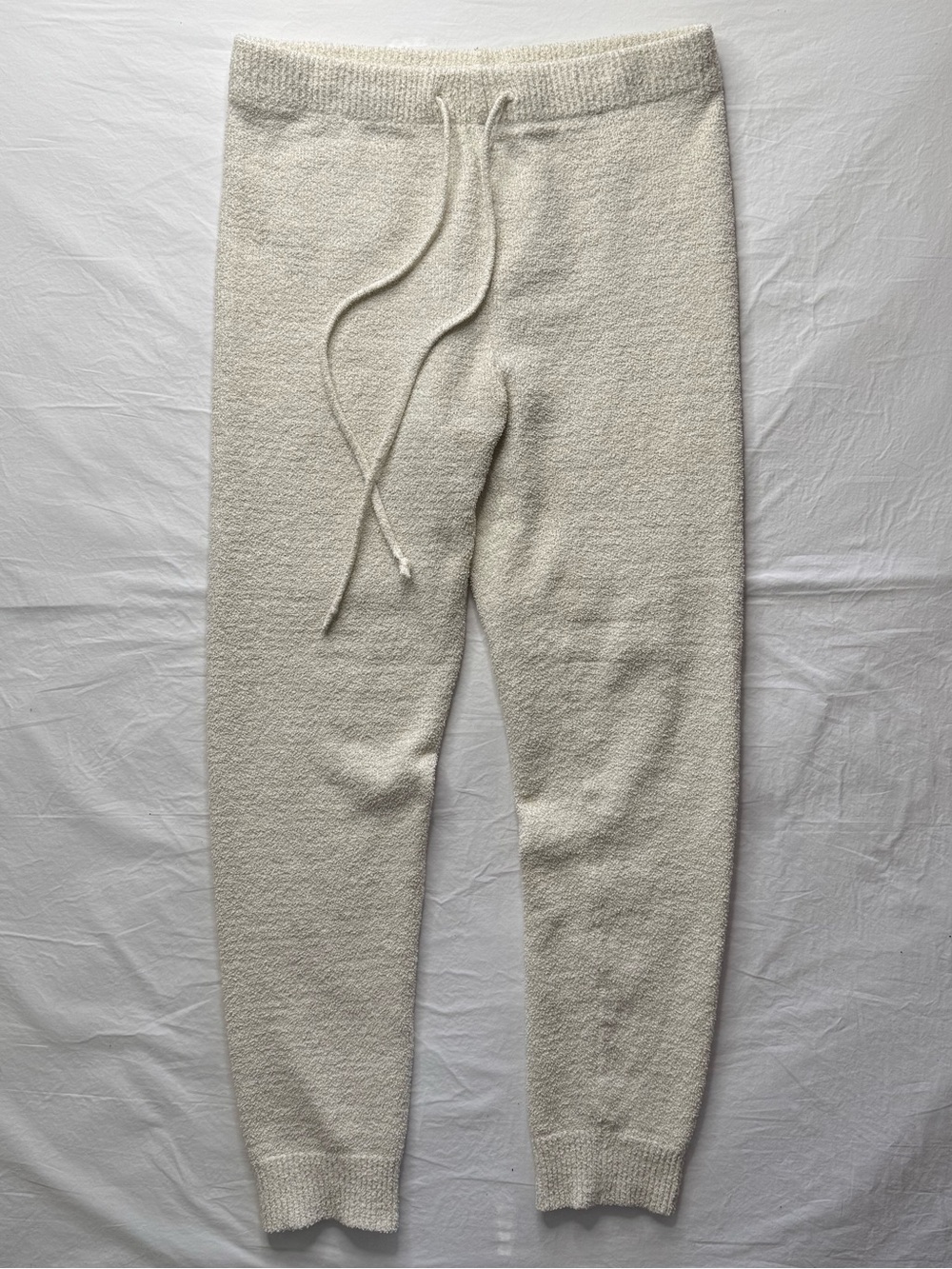 Uniqlo - Womens Cream Knit Joggers with Drawstring Teddy Pants - Picture 1 of 9